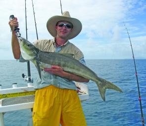 Greg Baker with a cobia that took a bait meant for a mackerel. Greg wasn’t complaining too much though!